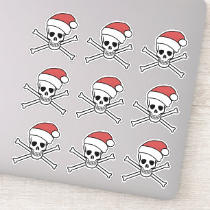 Jolly Roger Giftschädel und Knochen Pirat Santa Aufkleber