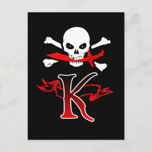 Jolly Roger K Monogramm Initiale Postkarte