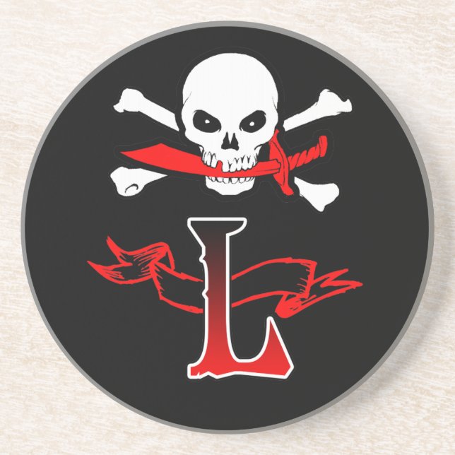 Jolly Roger L Monogramm Initiale Untersetzer (Vorne)