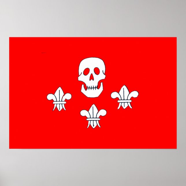 JOLLY ROGER SKULL AND THREE LILIES FLAG POSTER (Vorne)