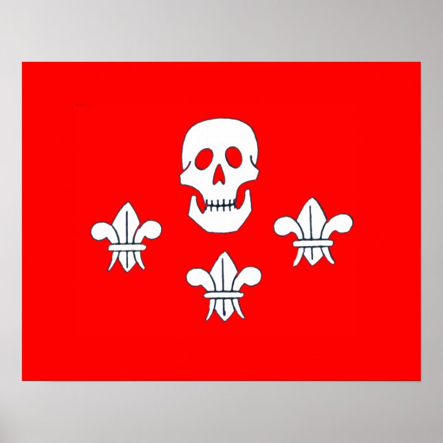 JOLLY ROGER SKULL AND THREE LILIES FLAG POSTER (Vorne)