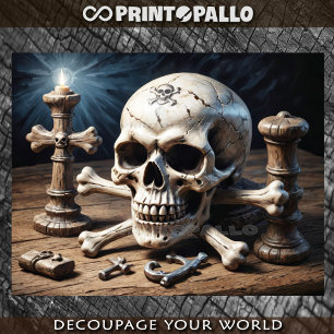 Jolly Rogers Totenkopf und Knochen auf Piratenschr Seidenpapier