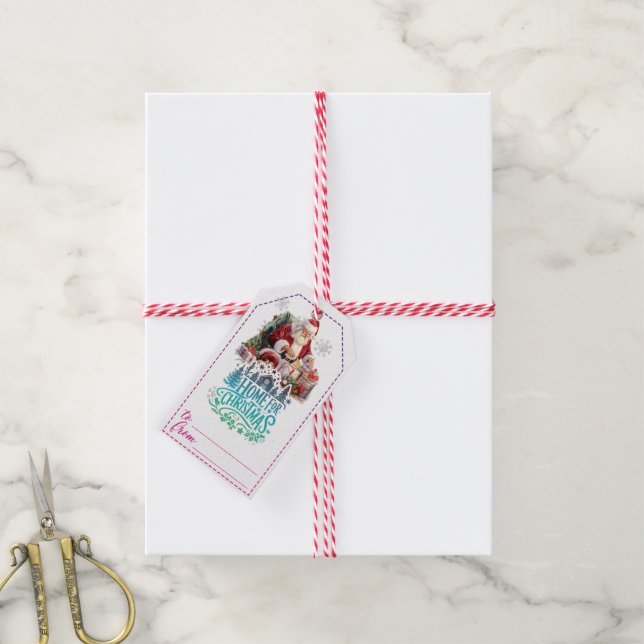 Jolly Santa Christmas Geschenkanhänger (Mit Garn)