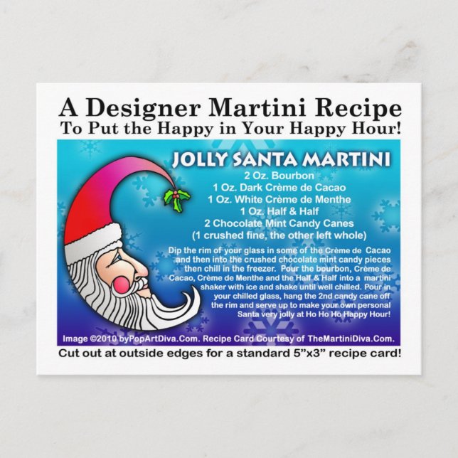 Jolly Santa Christmas Martini Rezept Postcard Postkarte (Vorderseite)