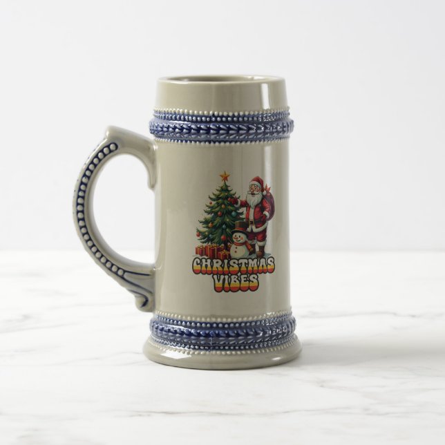Jolly Santa Christmas Vibes Bierglas (Links)