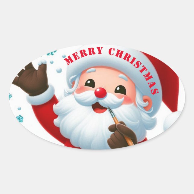 Jolly Santa Classic Round Stickers (Vorderseite)