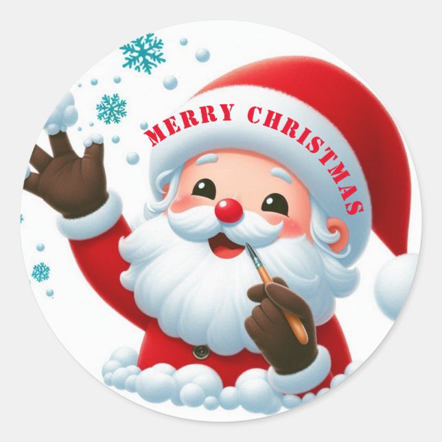 Jolly Santa Classic Round Stickers (Vorderseite)
