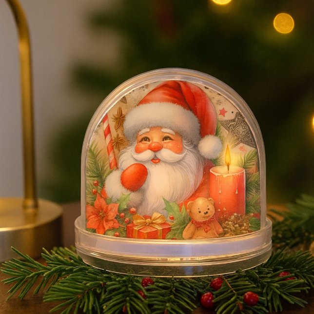Jolly Santa Claus Christmas  Schneekugeln (festive snow globe with greenery, perfect for cozy holiday cheer and gift giving )
