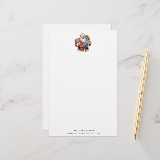 Jolly Santa Claus Classic Christmas Briefpapier (Vorderseite/Rückseite Beispiel)