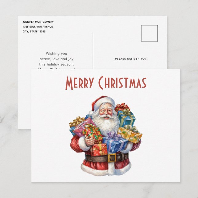 Jolly Santa Claus Classic Christmas Feiertagspostkarte (Vorne/Hinten)