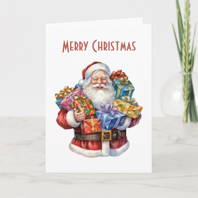 Jolly Santa Claus Classic Christmas Karte (Vorderseite)