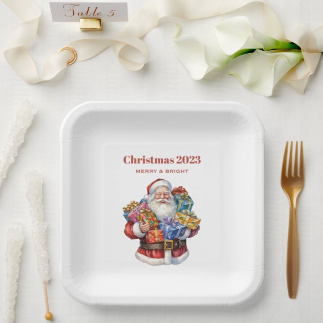 Jolly Santa Claus Classic Christmas Pappteller (Hochzeit)