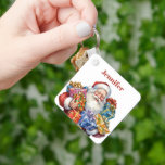 Jolly Santa Claus Classic Christmas Schlüsselanhänger<br><div class="desc">Personalisierter Schlüsselanhänger mit einem niedlichen Weihnachtsbild. Ein traditioneller Weihnachtsmann in seinem klassisch roten Outfit. Seine Arme voller Geschenke. Bereit,  Geschenke für alle zu bringen.</div>