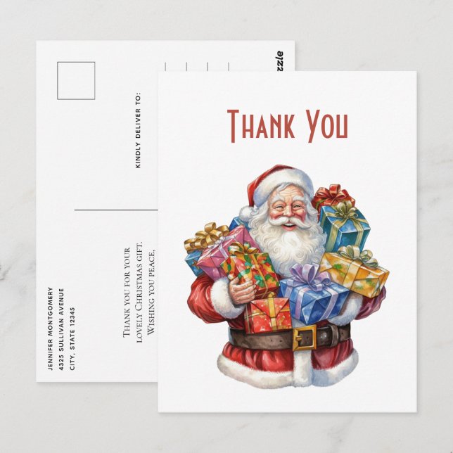 Jolly Santa Claus Classic Christmas Vielen Dank Postkarte (Vorne/Hinten)