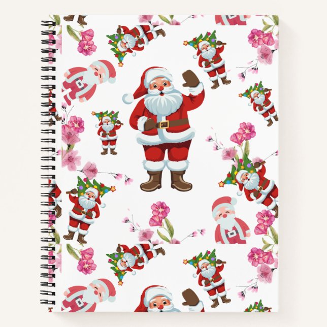 Jolly Santa Claus et Carnet de Noël rose floral (Devant)
