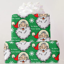 Jolly Santa Claus Fügen Sie dem Kind den Namen Red Geschenkpapier