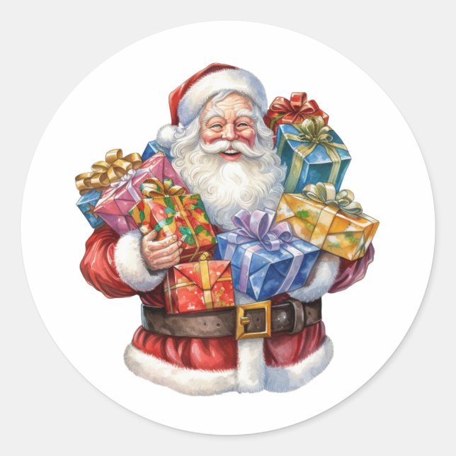 Jolly Santa Claus im traditionellen roten Anzug Runder Aufkleber (Vorderseite)