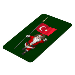Jolly Santa Claus mit der Flagge der Türkei Magnet