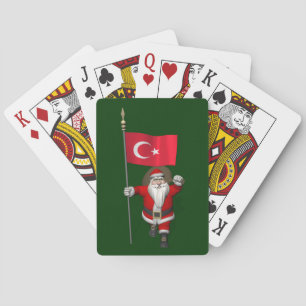 Jolly Santa Claus mit der Flagge der Türkei Spielkarten