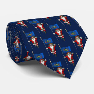 Jolly Santa Claus mit der Flagge von Pennsylvania Krawatte