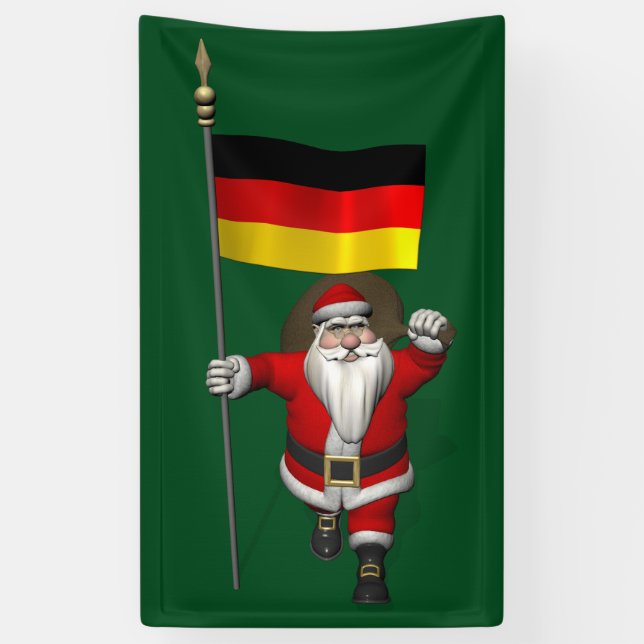 Jolly Santa Claus mit deutscher Bundesflagge Banner (Vertikal)