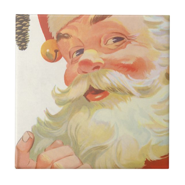 Jolly Santa Claus mit einem Geheimnis, Weihnachtsf Fliese (Vorderseite)