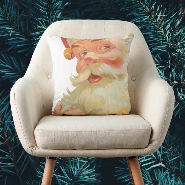 Jolly Santa Claus mit einem Geheimnis, Weihnachtsf Kissen (Von Creator hochgeladen)