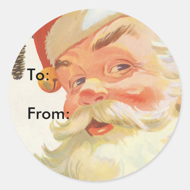 Jolly Santa Claus mit einem Geheimnis, Weihnachtsf Runder Aufkleber (Vorderseite)