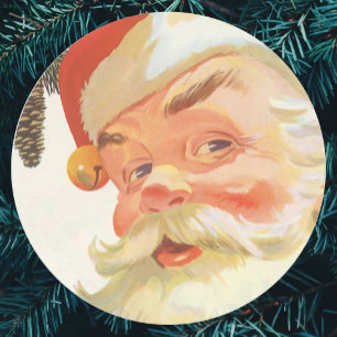 Jolly Santa Claus mit einem Geheimnis, Weihnachtsf Runder Aufkleber