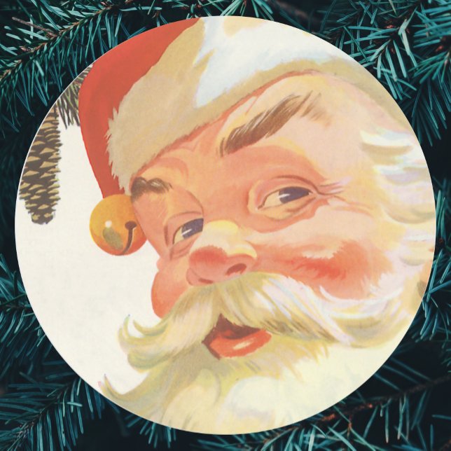 Jolly Santa Claus mit einem Geheimnis, Weihnachtsf Runder Aufkleber (Von Creator hochgeladen)