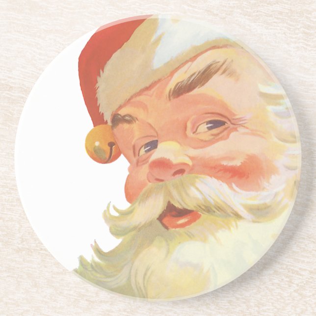Jolly Santa Claus mit einem Geheimnis, Weihnachtsf Sandstein Untersetzer (Vorne)