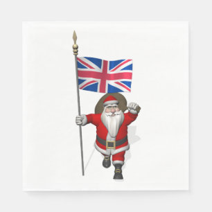 Jolly Santa Claus mit Flagge des Vereinigten Köni Serviette