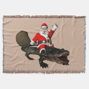 Jolly Santa Claus Reiten an einem Alligator Decke