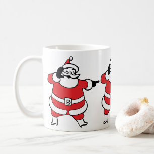 Jolly Santa Claus ruft Reindeer zu Weihnachten an Kaffeetasse