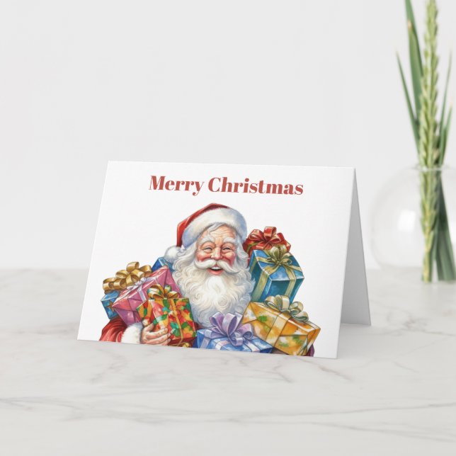 Jolly Santa Claus Traditionelle Weihnachten Karte (Vorderseite)