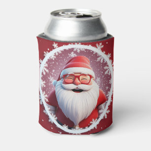 Jolly Santa Claus Umgeben von Schneeflocken Dosenkühler