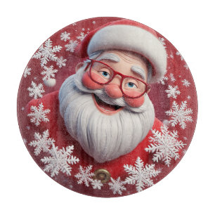 Jolly Santa Claus Umgeben von Schneeflocken Schneidebrett