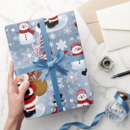 Jolly Santa Claus und Snowmen Weihnachtsmuster Geschenkpapier