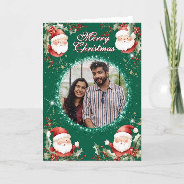 Jolly Santa Clause Foto Feiertagskarte (Vorderseite)