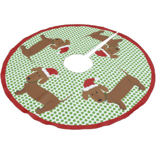 Jolly Santa Dackeln - Red Coat Polyester Weihnachtsbaumdecke
