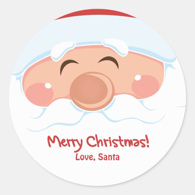 Jolly Santa Face Holiday Gift Runder Aufkleber (Vorderseite)