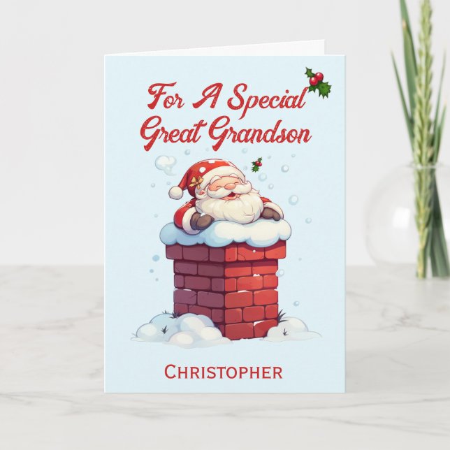 Jolly Santa in Chimney Great Grandson Weihnachten (Vorderseite)