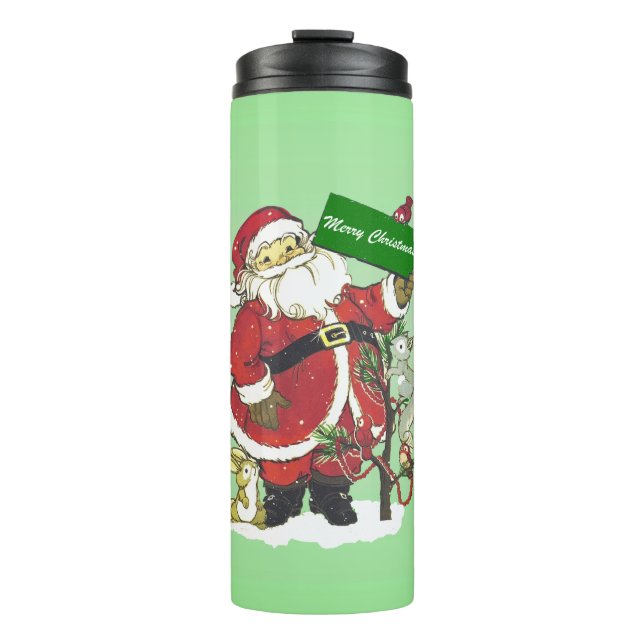 Jolly Santa Merry Weihnachtsliebetiere Thermosbecher (Vorderseite)
