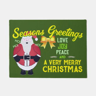 Jolly Santa mit Frohen Festtagen auf GREEN Fußmatte