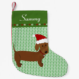 Jolly Santa Red Dackel Personalisiert Kleiner Weihnachtsstrumpf