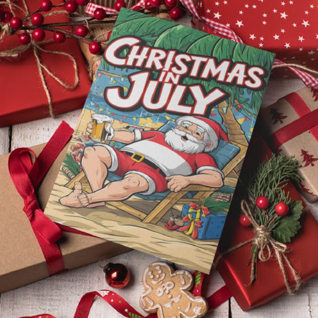 Jolly Santa Relaxen mit Bier Postkarte (Von Creator hochgeladen)