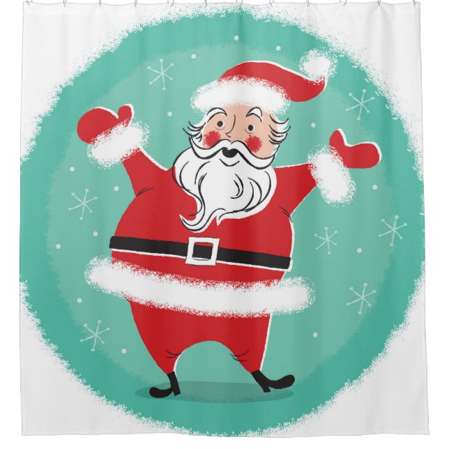 Jolly Santa: Weihnachtskarten-Illustration des Jah Duschvorhang (Vorderseite)