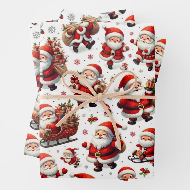 Jolly Santas Wrapping Paper Geschenkpapier Set (Beispiel)