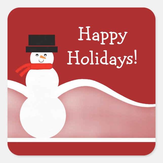 Jolly Snowman Holiday Square Stickers (Vorderseite)