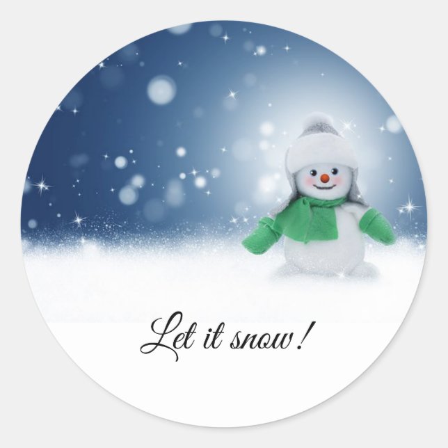 Jolly Snowman Sticky Labels Runder Aufkleber (Vorderseite)